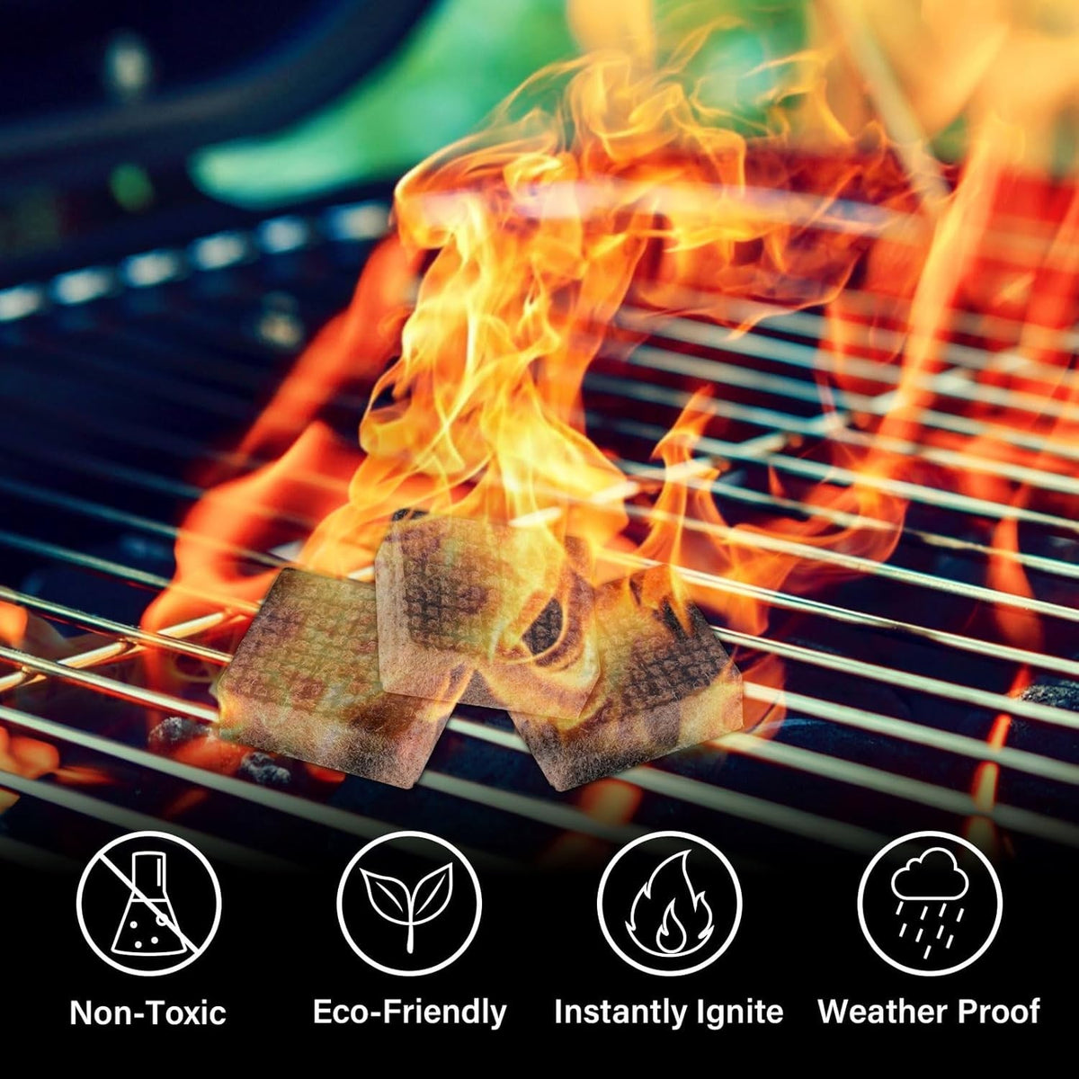 Fire Starter Squares 64 Pack - Odorless, Waterproof Camping & Fireplace Igniters