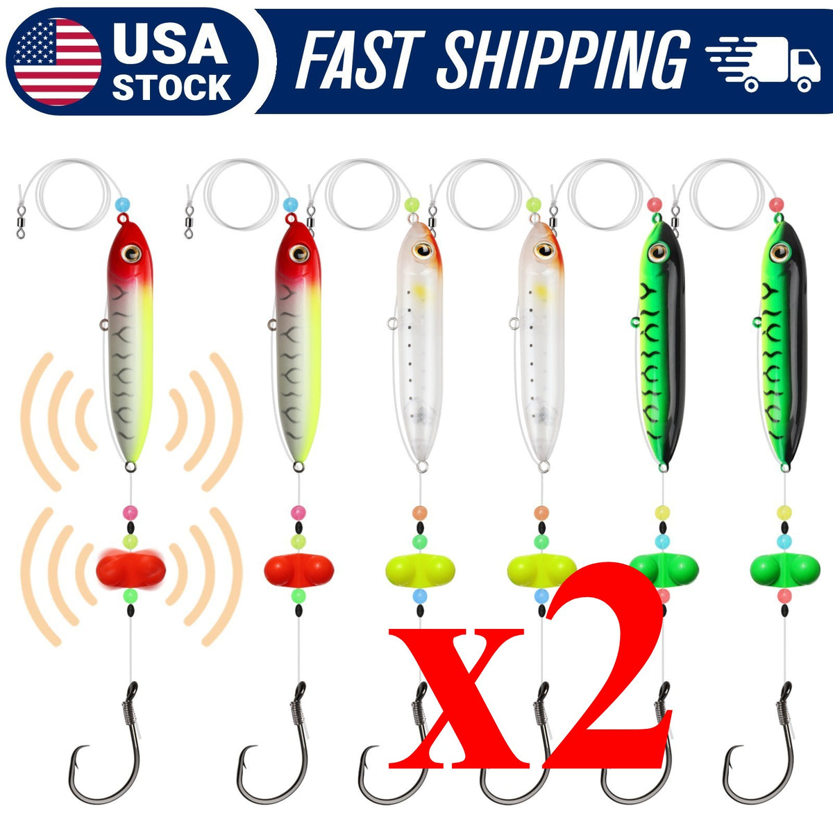 Pre-Tied Catfish Rattle Float Rig with Bell & 8/0 Circle Hook - Multiple Qty