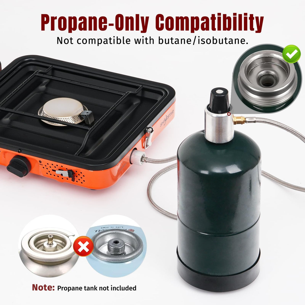 Portable 2 Burner Propane Camping Stove with Carrying Case & Hose