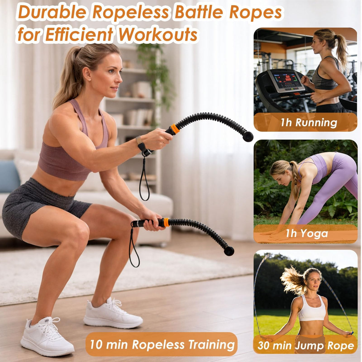 Portable Ropeless Battle Ropes with Adjustable Resistance – Cordless Fitness Equipment