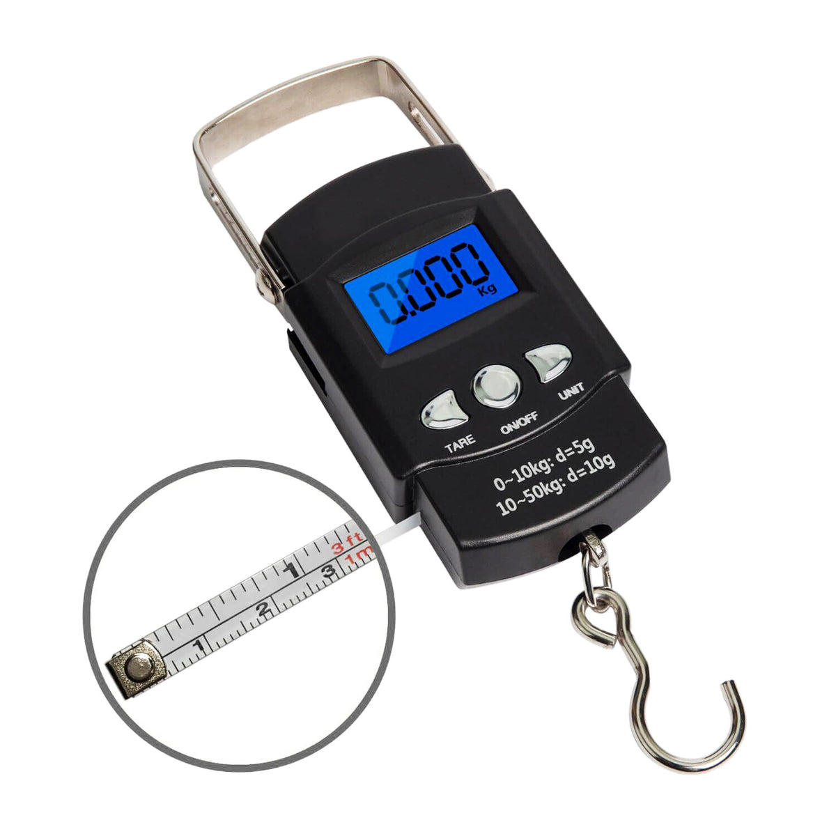Digital Fishing Scale 50kg Portable Luggage Weight with LCD Display