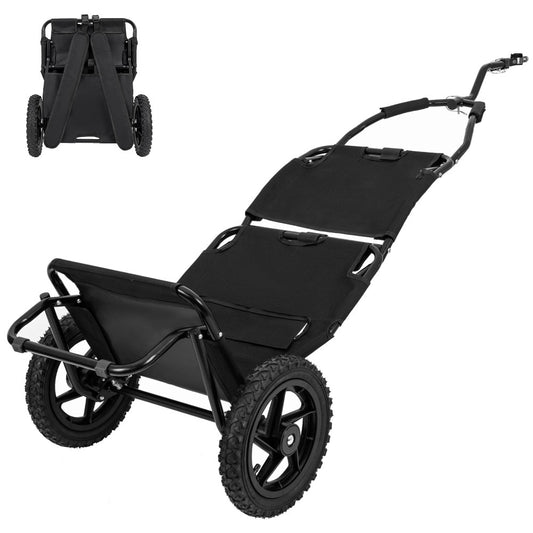3-in-1 Bike Cargo Trailer Folding Wagon with 12-Inch Wheels Carbon Steel