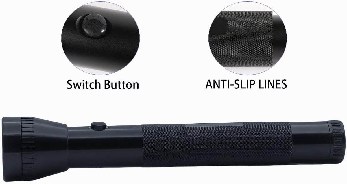 Heavy Duty LED Flashlight with 3 D Cell Batteries, High Lumens, Emergency & Outdoor Use