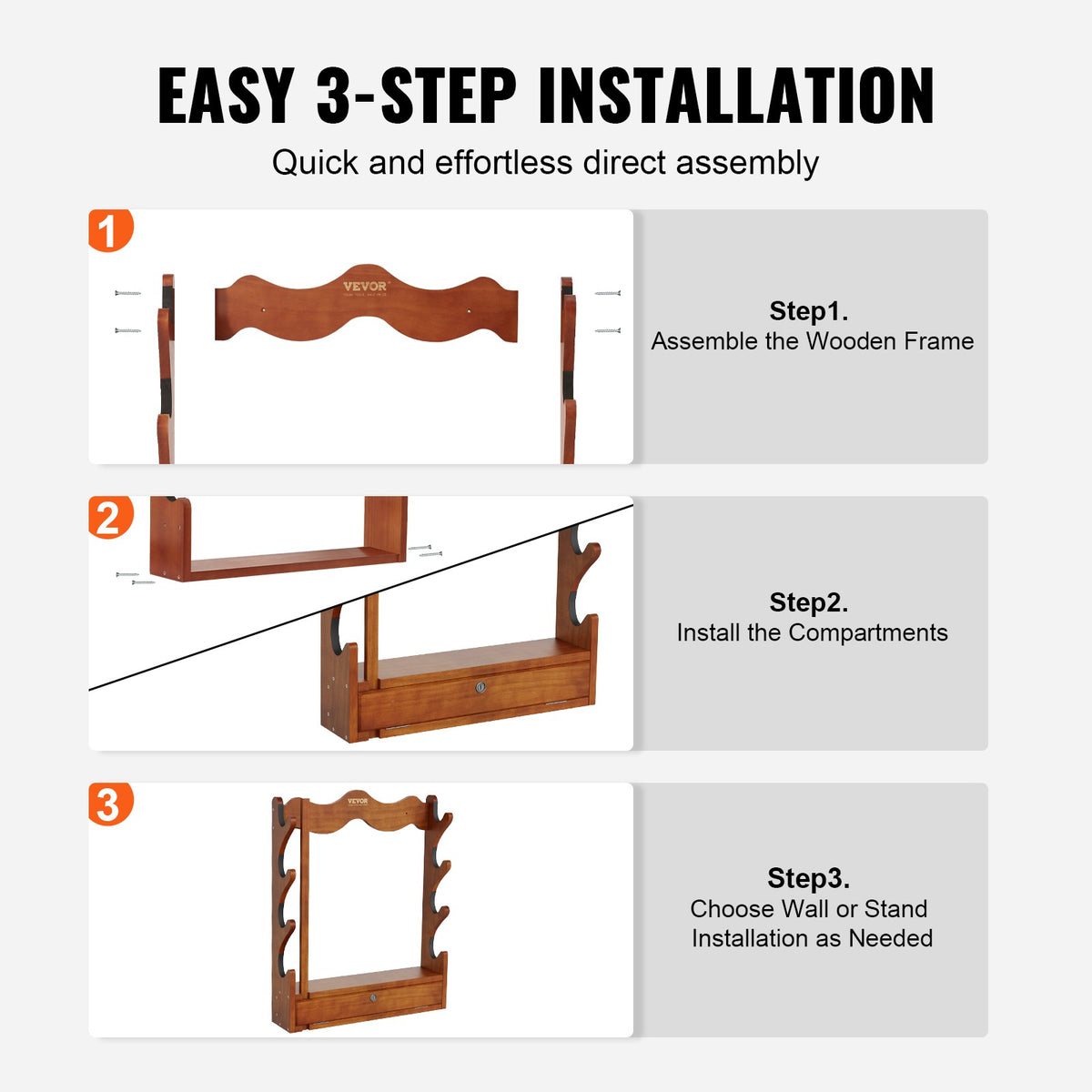 Wood Gun Rack Wall Mount for 4 Rifles - Durable Firearm Display and Storage