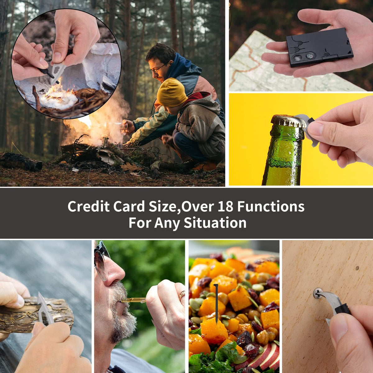 18-in-1 Credit Card Multitool with Screwdrivers, Compass & Bottle Opener – Portable Survival Gadget for Men and Women