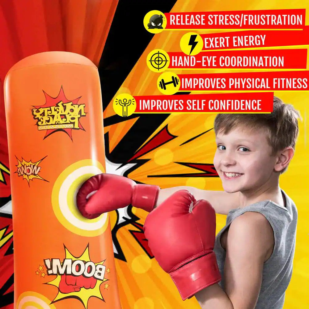 Kids Inflatable Punching Bag - Free Standing 4.5 Ft. Socker Bopper Buddy