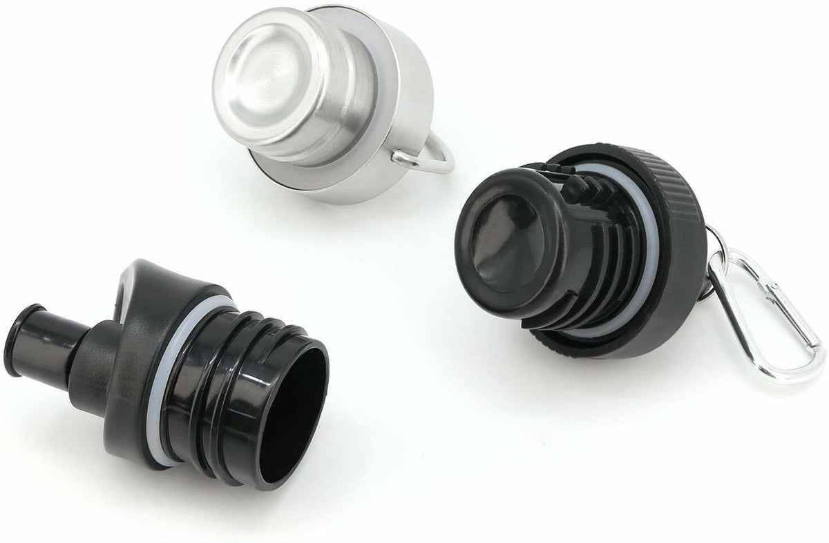 Replacement Stainless Steel & Bite Valve Lids for Hydro Flask Standard Mouth Water Bottle Set