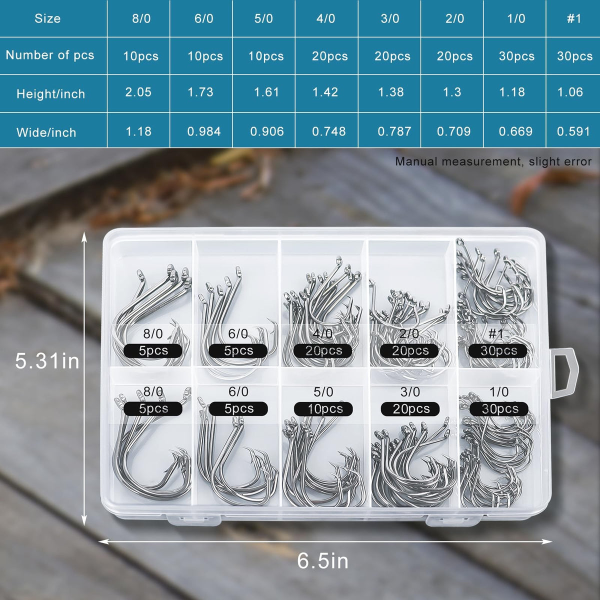 150PCS Fishing Hooks Set, High Carbon Steel Circle Hooks for Fresh & Saltwater 4/0