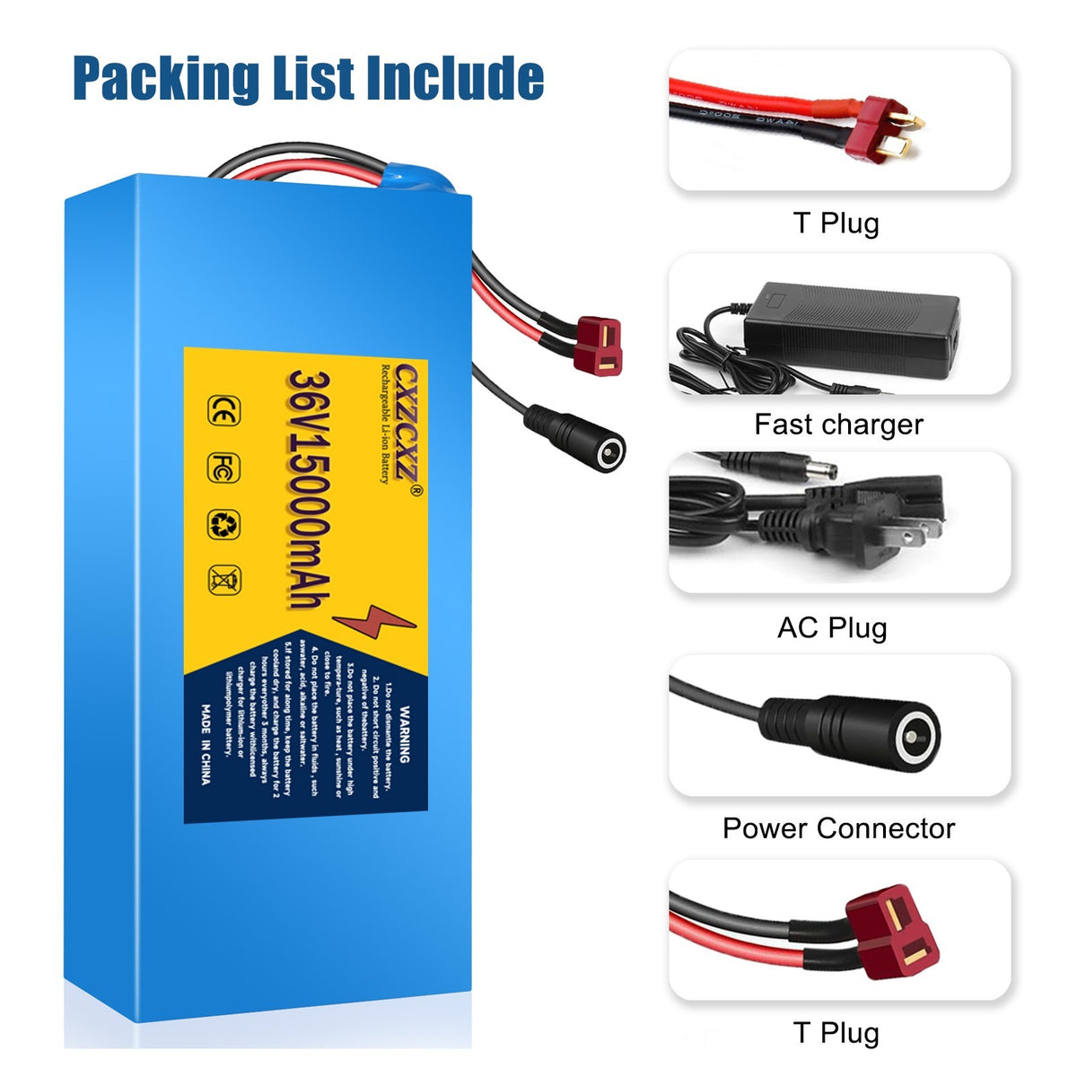 36V 15Ah Lithium Battery for E-Bike Scooter 200W-500W Replacement