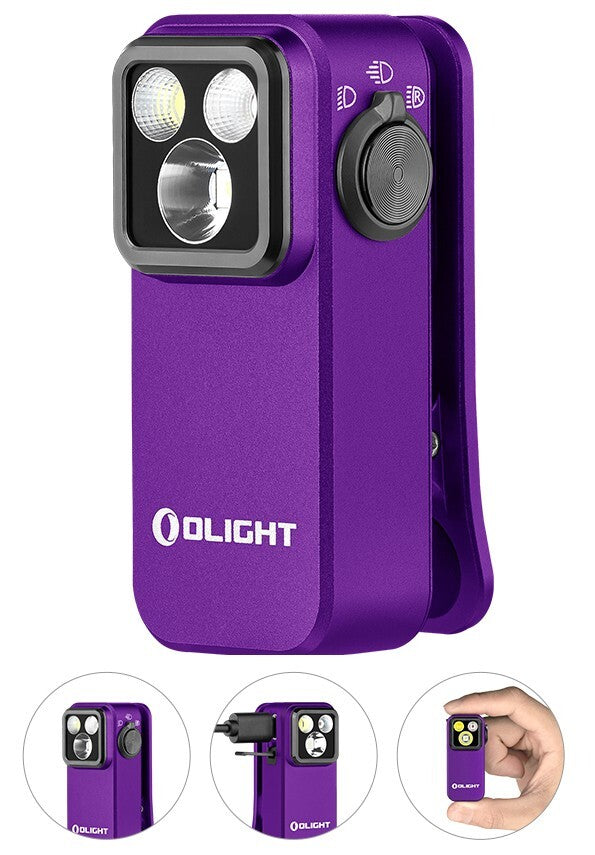 Olight Oclip Pro Compact Clip-On Flashlight with Floodlight, Spotlight & Red Light - 500 Lumens
