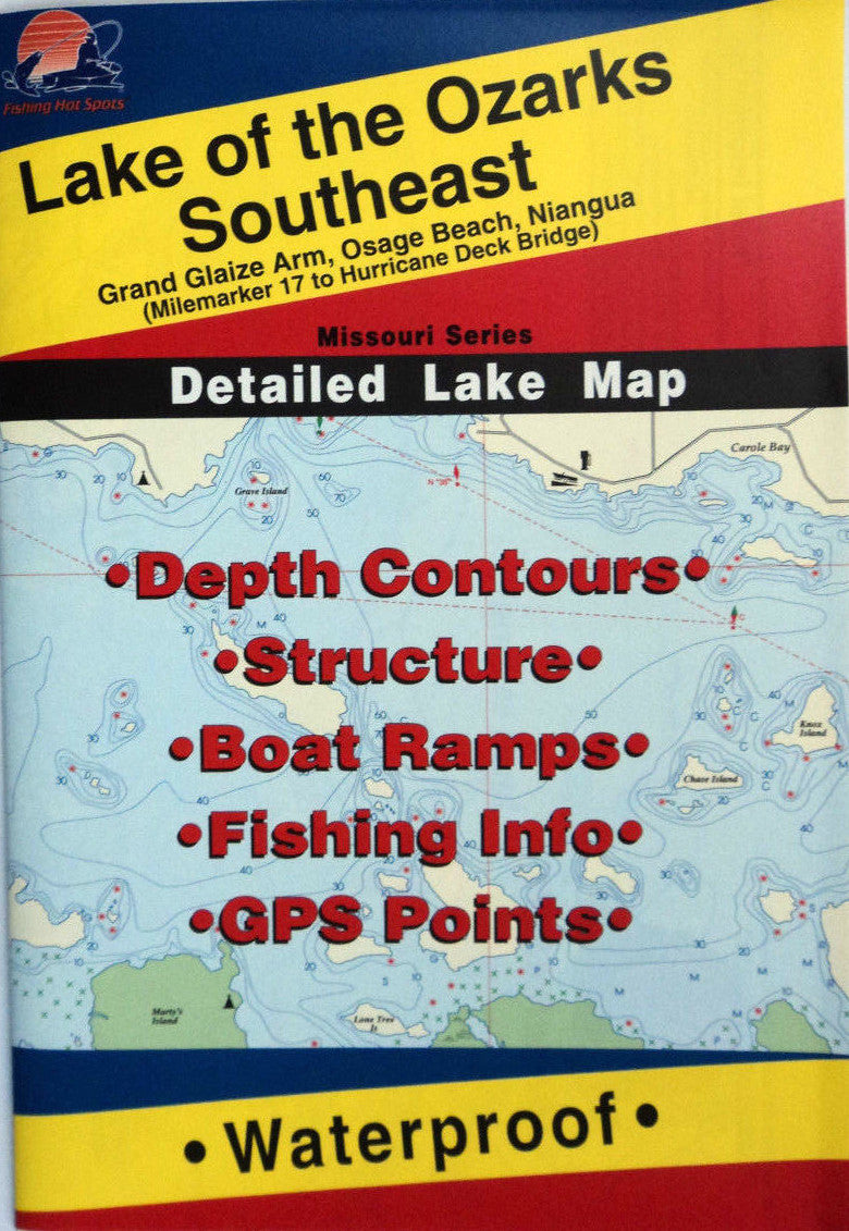 Fishing Map for Lake of the Ozarks Southeast Waterproof GPS Fishing Chart