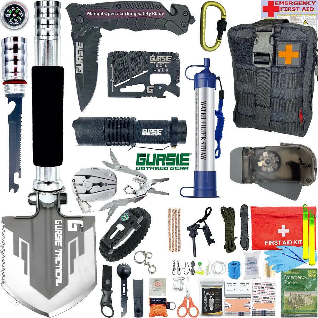 Men's Tactical Survival Gear Kit - Emergency Camping Hiking Travel Equipment
