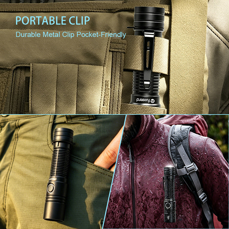 Rechargeable LED Tactical Flashlight with Magnetic Base - High Brightness, Durable Aluminum Body