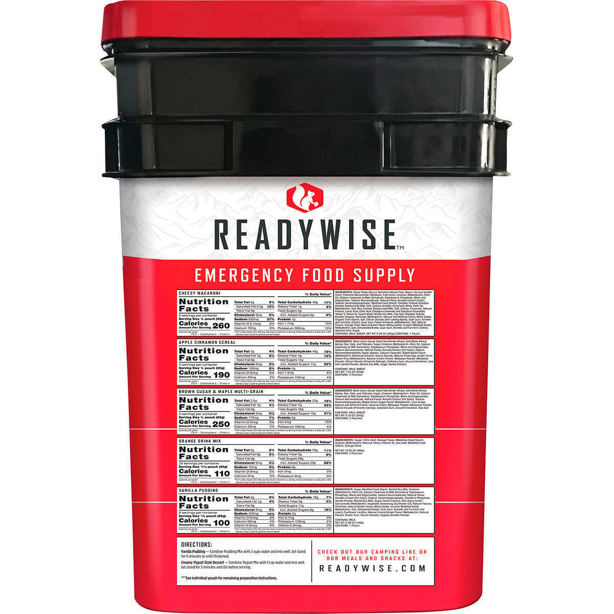 Emergency Food Supply Kit 124 Servings 10 lbs 15 oz Long Shelf Life