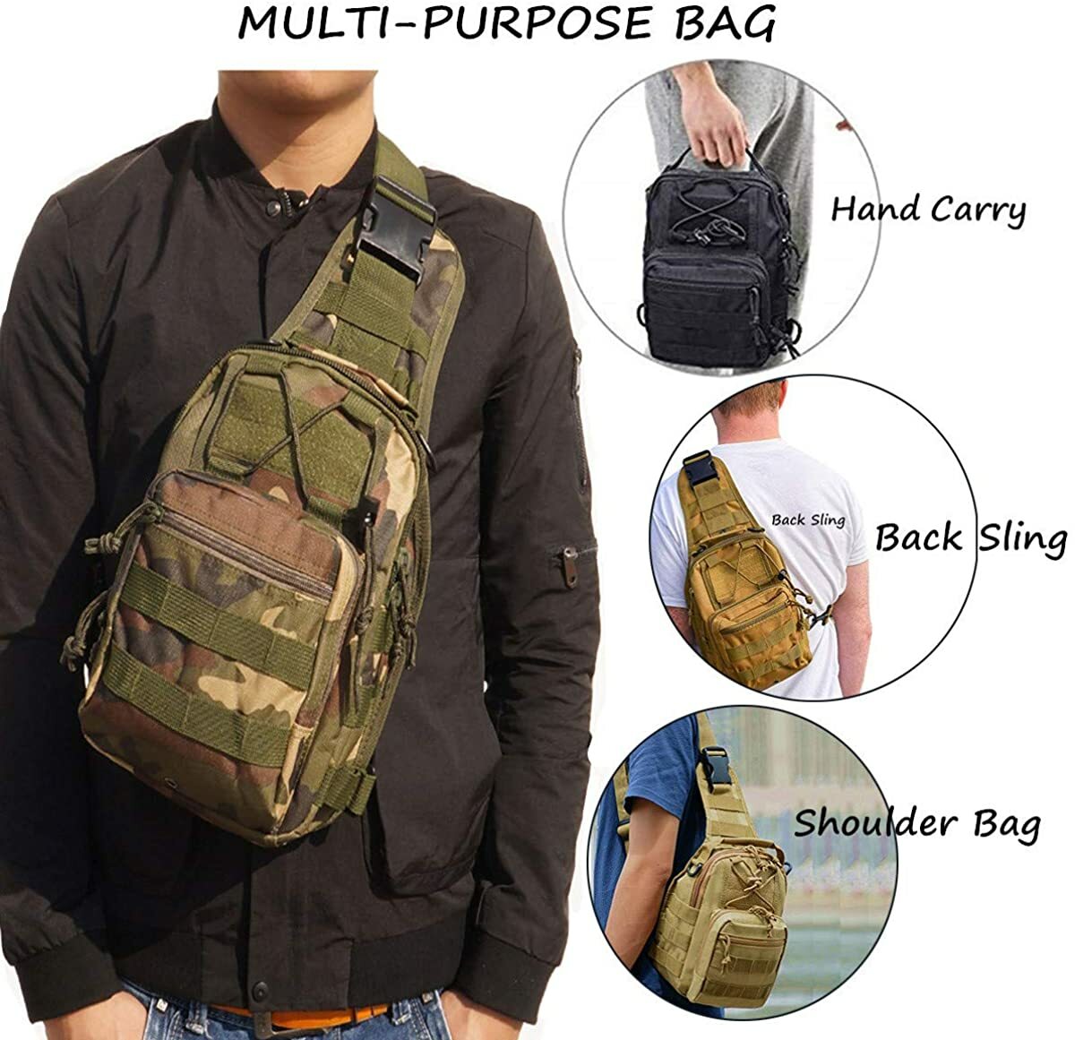 Outdoor Tactical Military Shoulder Bag Sling Chest Pack for Hiking Camping