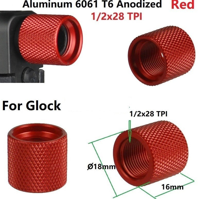 Red Aluminum Thread Protector 1/2x28 TPI for Handgun & Rifle - Thin Type