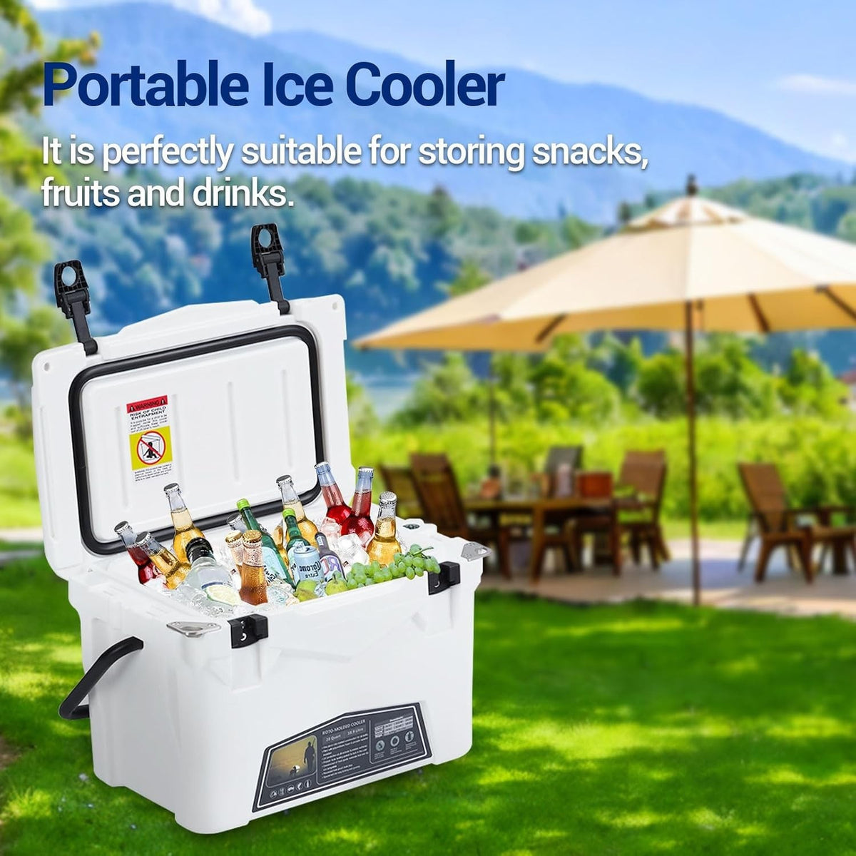 Insulated Hard Cooler with 5-Day Ice Retention - Portable Outdoor Ice Chest