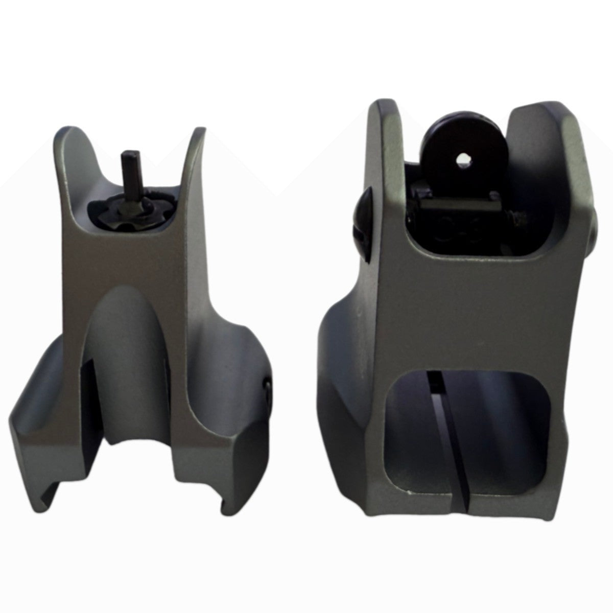 Tactical Low Profile Metal Sights Set for Rifles - Folding Front & Rear Gray