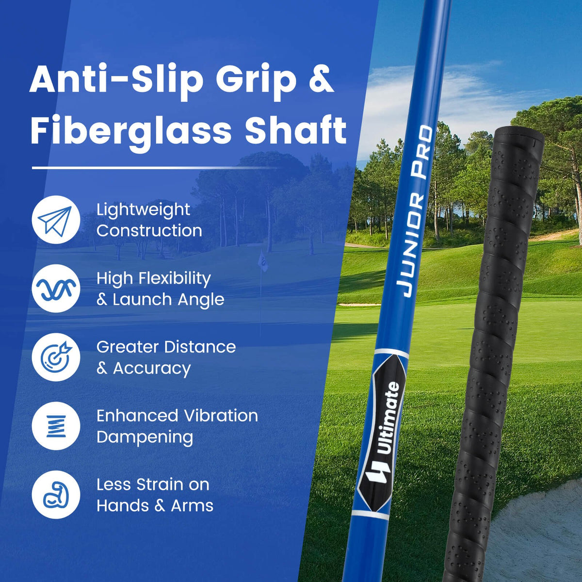 Junior Golf Club Set for Kids Age 8+ - 5-Piece Complete Golf Kit in Blue