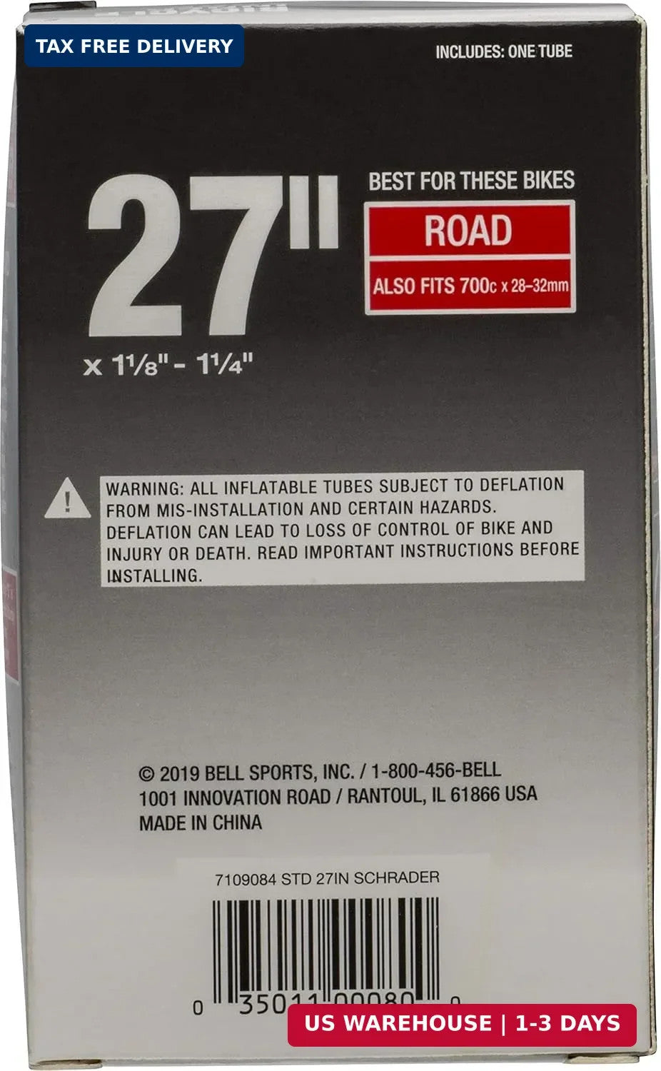 Bell Bicycle Inner Tube 27 x 1 1/8 - 1 1/4 Schrader Valve