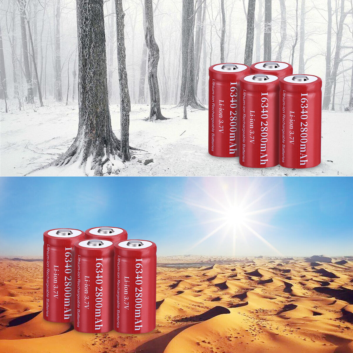 Rechargeable Lithium Battery Set 3.7V 2800mAh for Flashlights & Devices