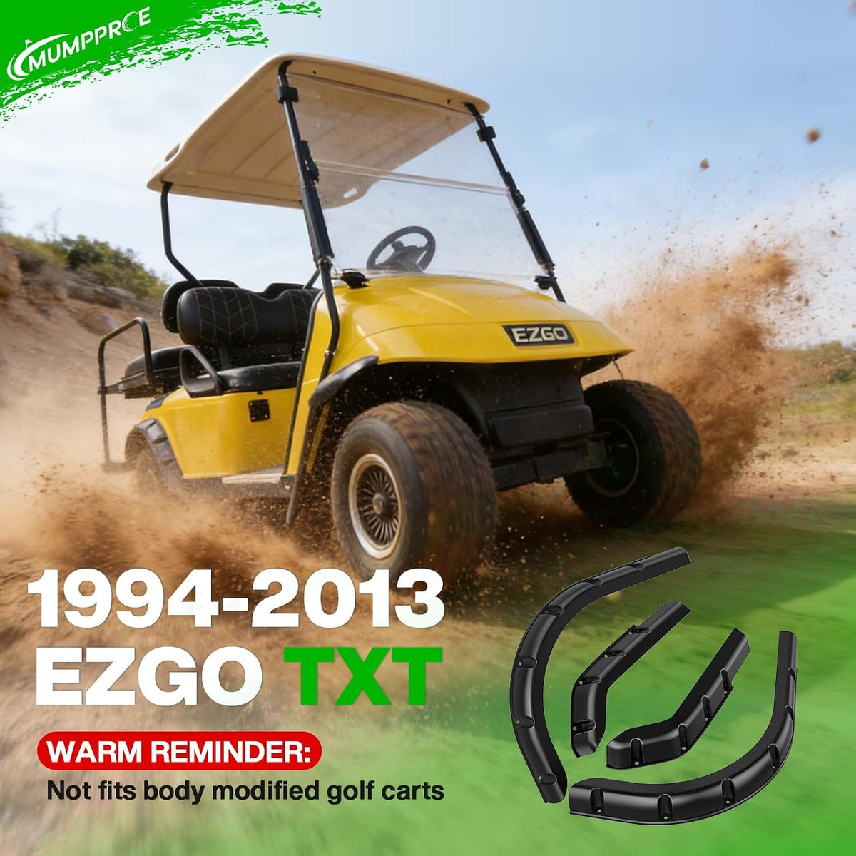 Golf Cart Fender Flares for EZGO TXT 1994-2013 - Front & Rear Mud Guards Set
