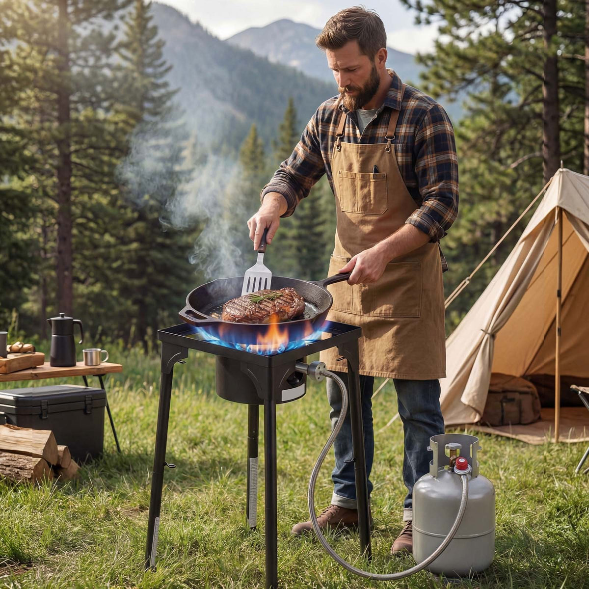 Outdoor Propane Gas Stove for Camping and Cooking - 100,000-225,000 BTU