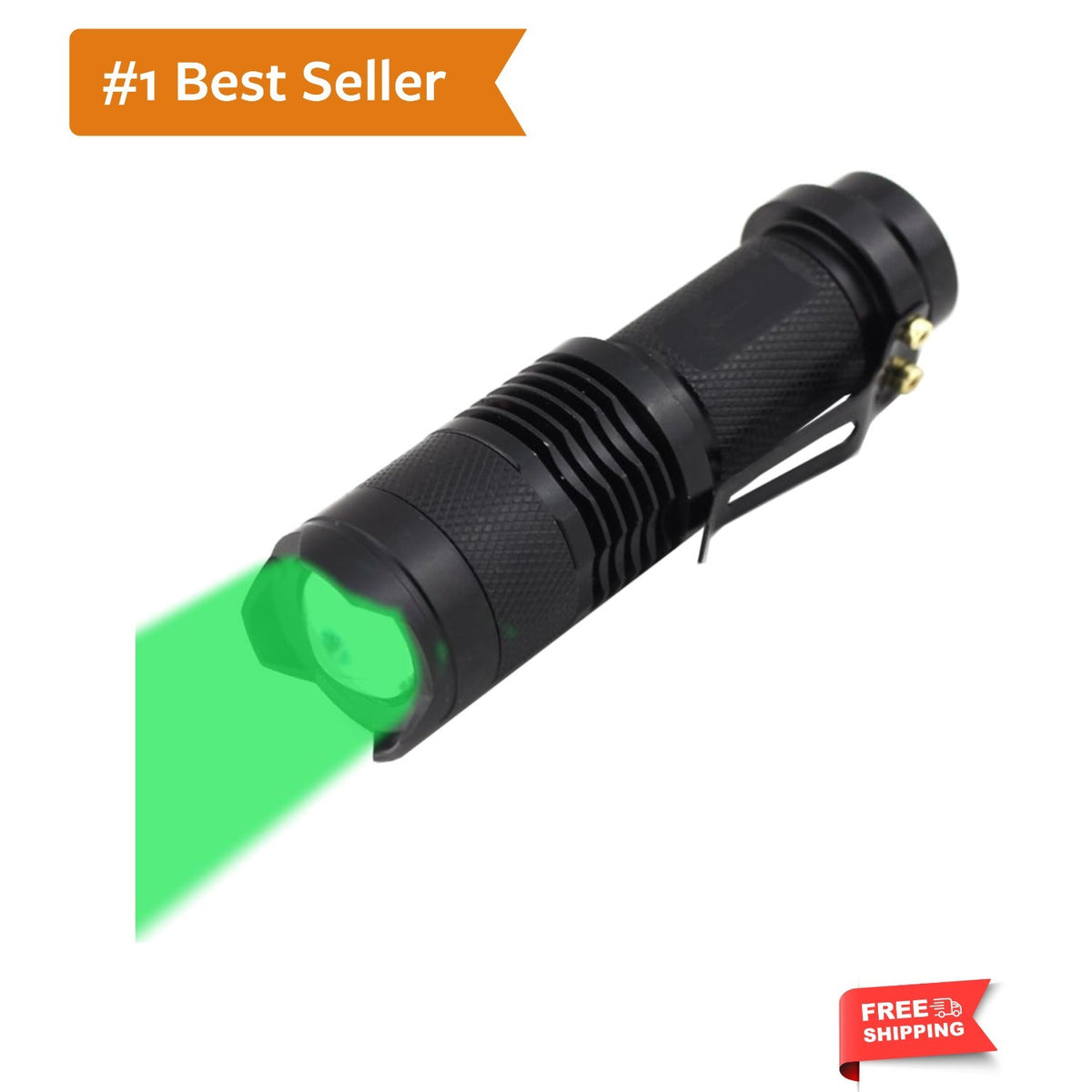 3-Mode Green LED Flashlight for Hunting Night Vision, Compact 200 Lumens