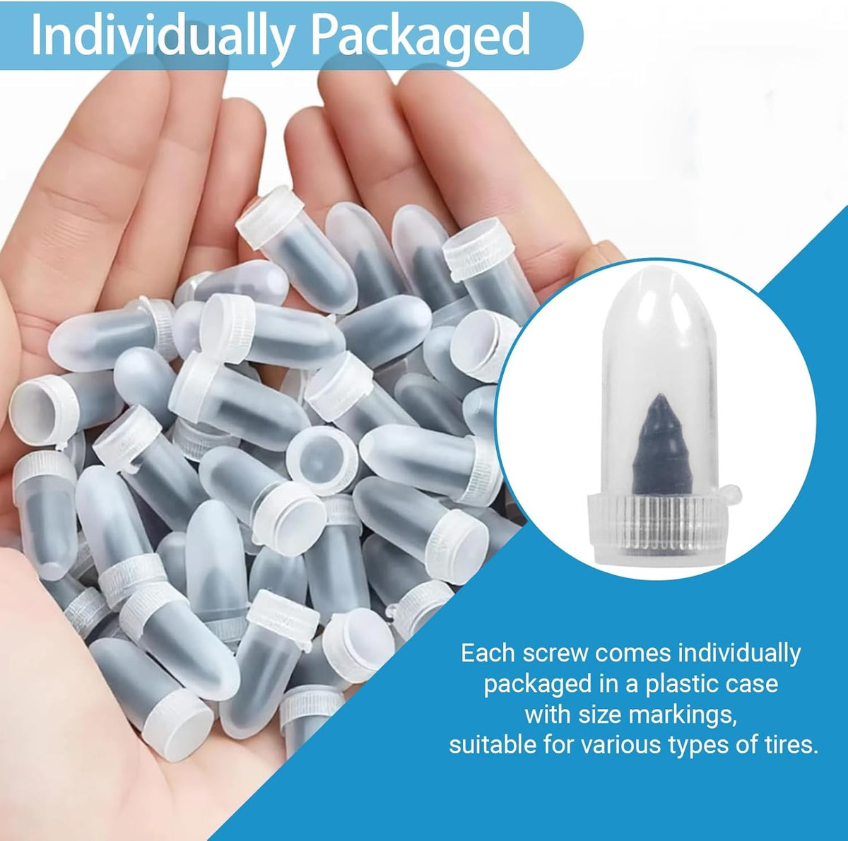 Tire Repair Kit with Rubber Nails and Screwdriver - 100Pcs Universal Puncture Fix
