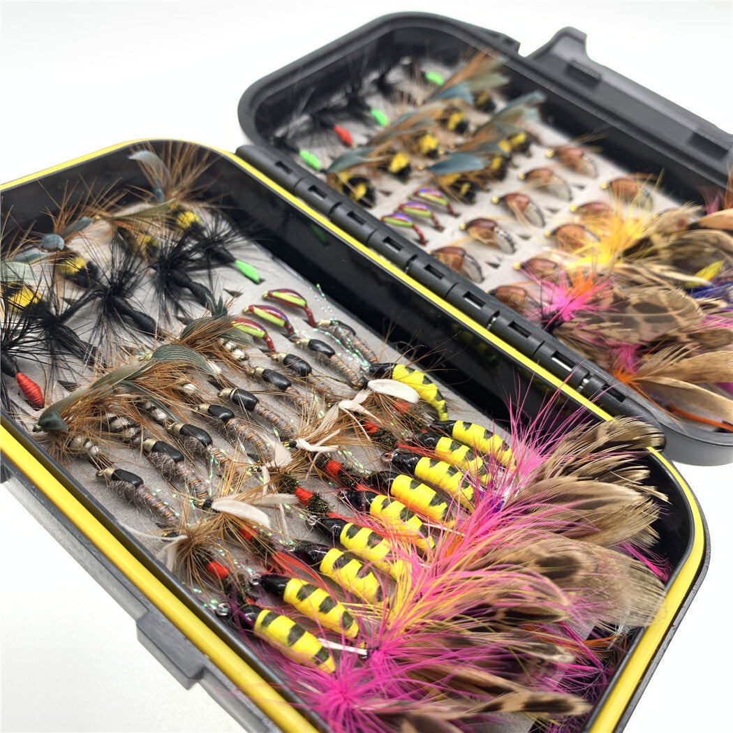 Artificial Fly Fishing Bait Lures Set for Trout Bass Wet Dry Flies Assortment