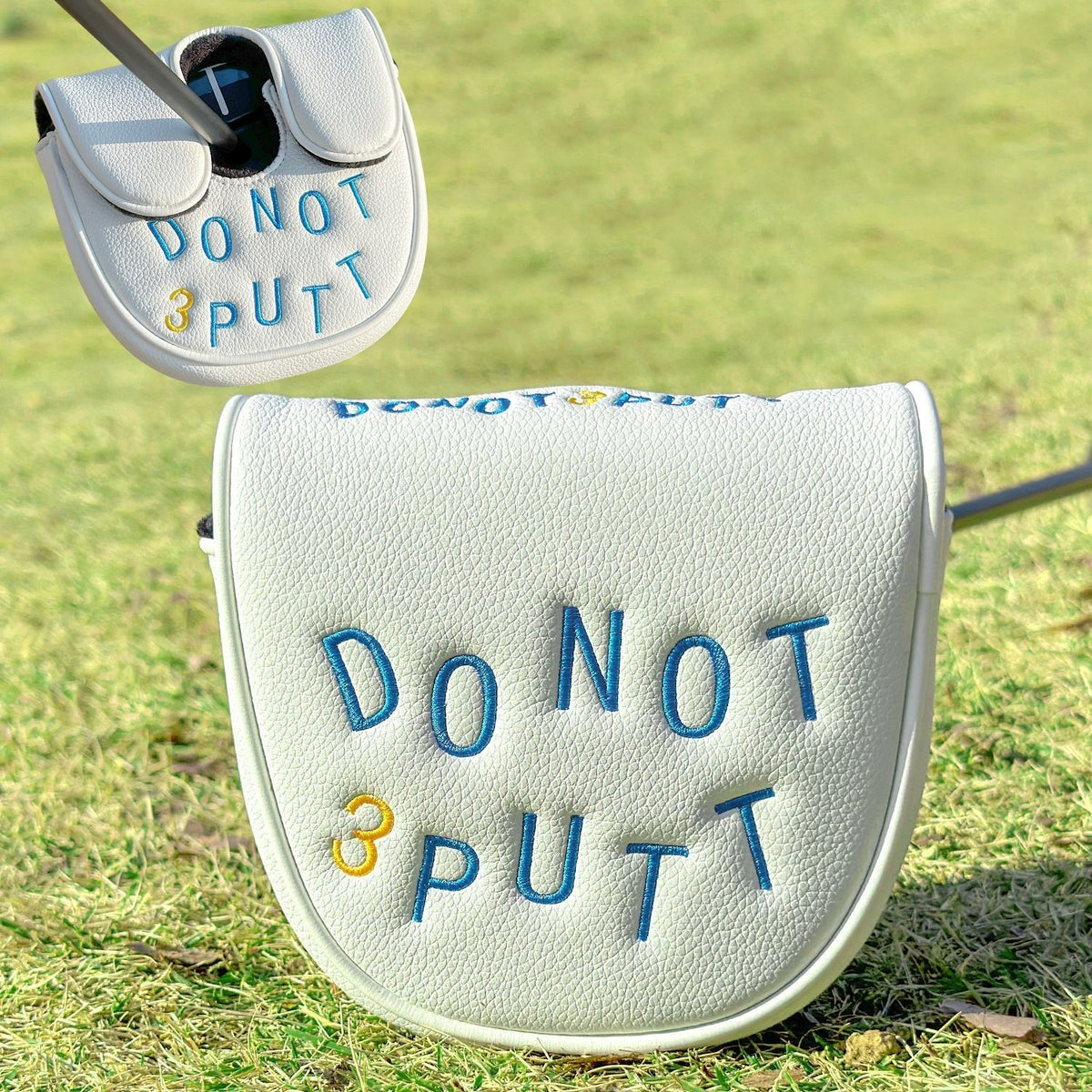 Golf Putter Headcover with Magnetic Closure - White Protective Cover