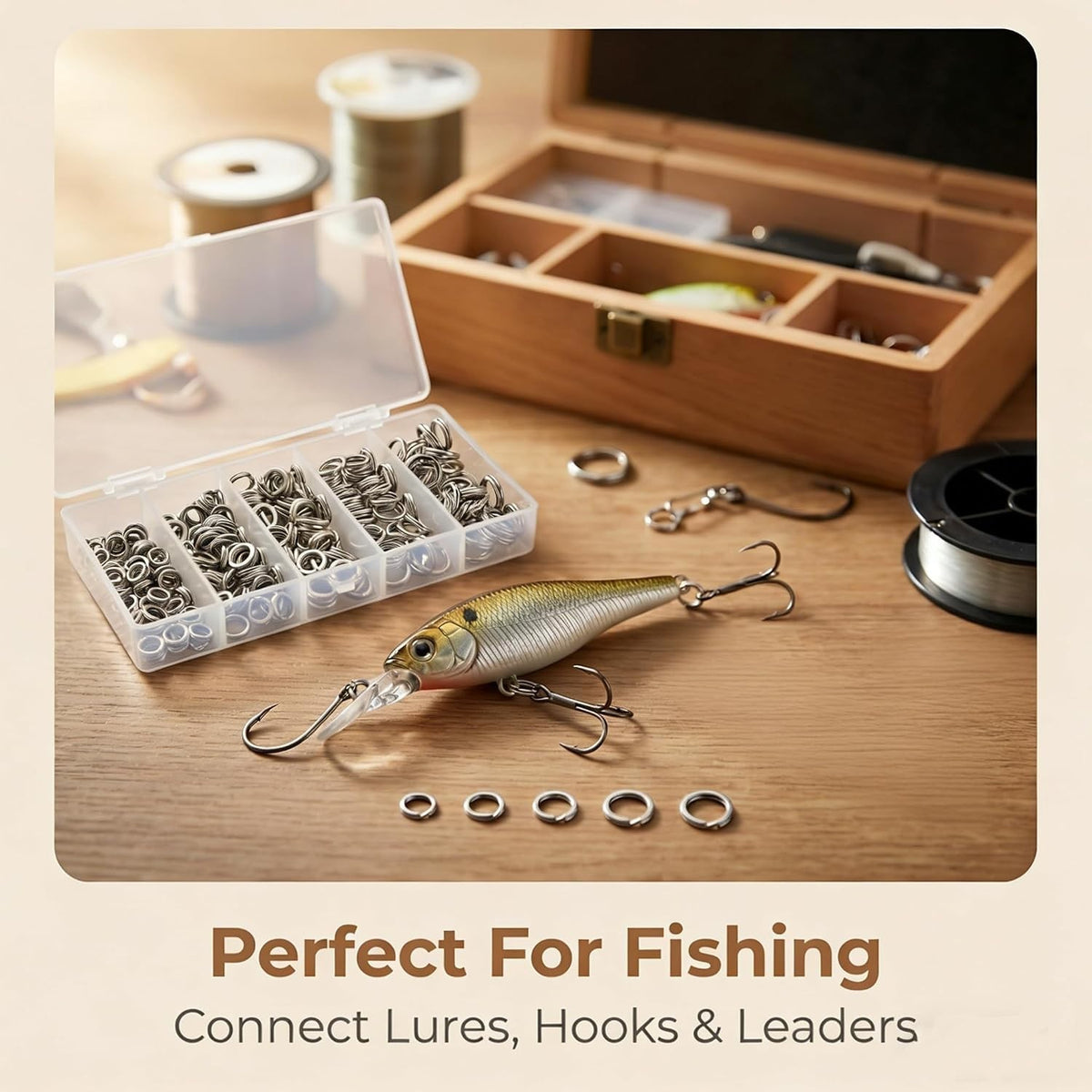 Heavy Duty Stainless Steel Fishing Split Rings Kit - 5 Sizes, 250pcs