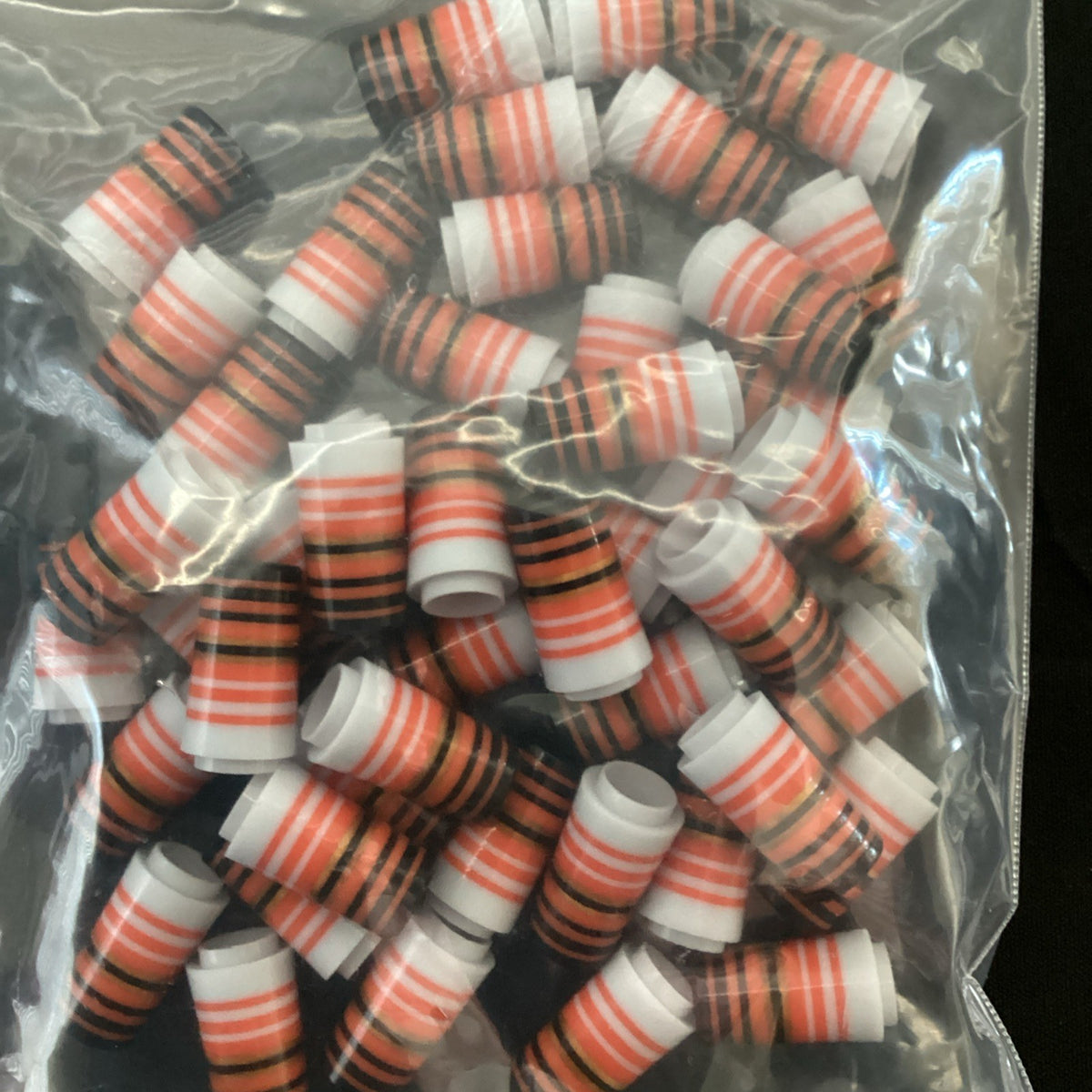 12 Pcs Golf Ferrules Taper Tip Iron & Wedge Collars - Orange Grey Black Striped