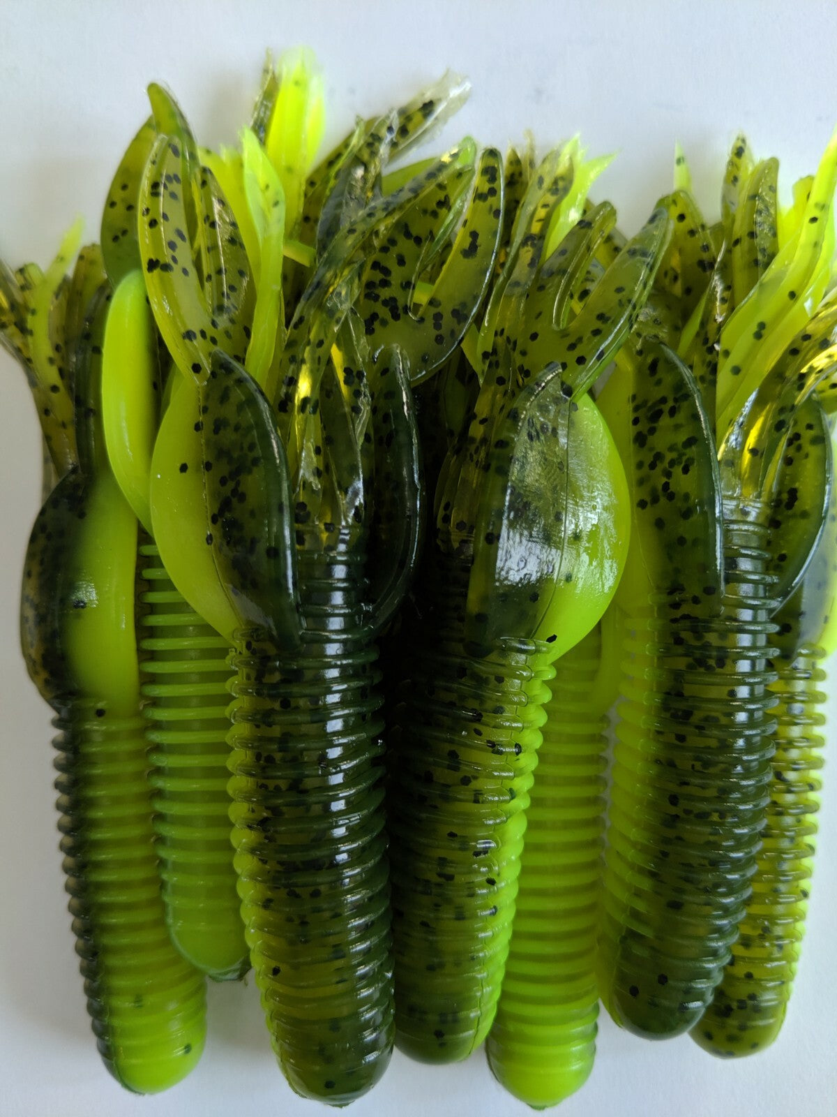 48 Pack 4-Inch Craw Tube Soft Plastic Baits Watermelon Chartreuse Fish Lures - Lake Fork Style