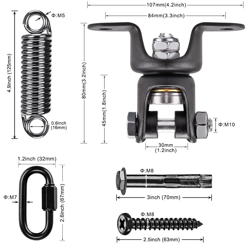 Heavy Duty Boxing Bag Hanger with Spring 360° Swivel Support 275 Lb Capacity