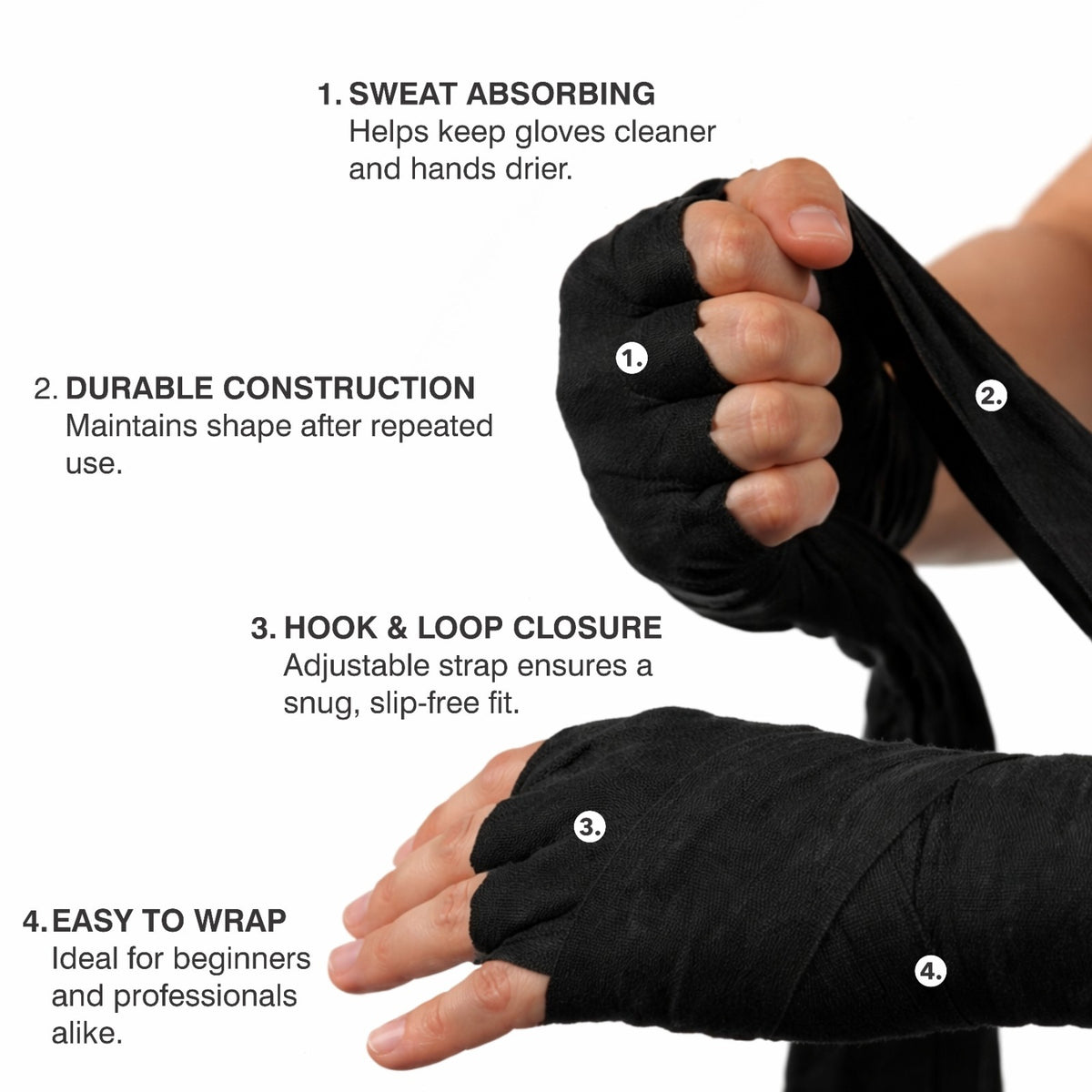 Boxing Gloves & Hand Wraps Bundle - Leather Training Gear for Boxing MMA Kickboxing
