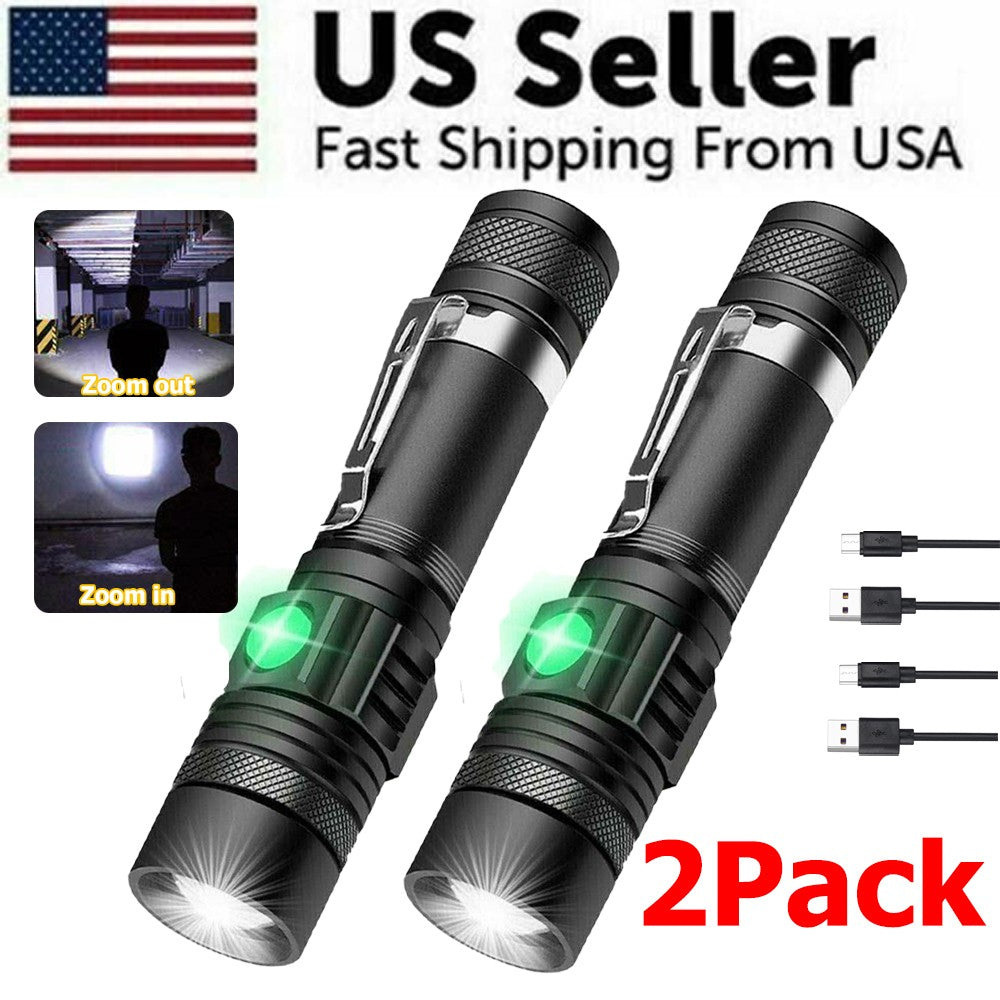 Rechargeable LED Tactical Flashlight 99000000 LM Bright Work Light, 2 Pack