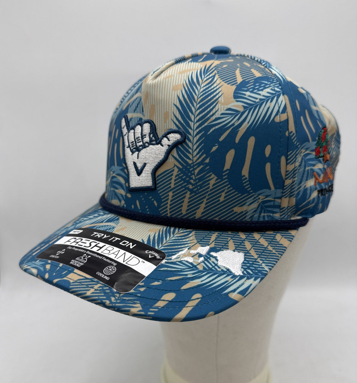 Callaway Teal Rope Detail Baseball Cap - Hawaii Shaka Style, Snap Back