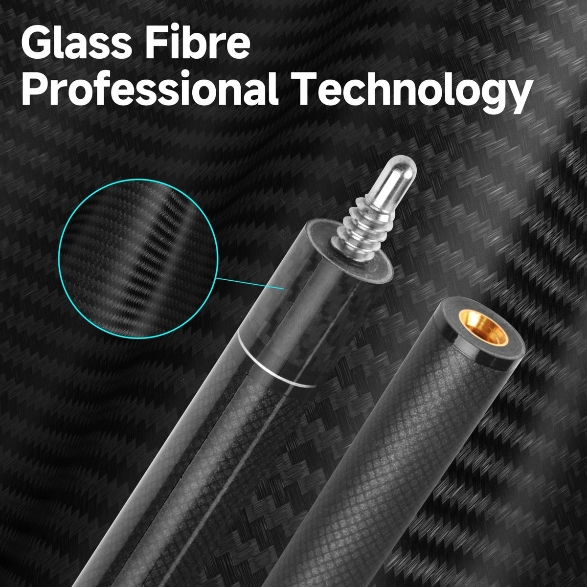 58-Inch Glass Fibre Billiard Cue Stick with 13mm Tip – Low Deflection, Two-Piece