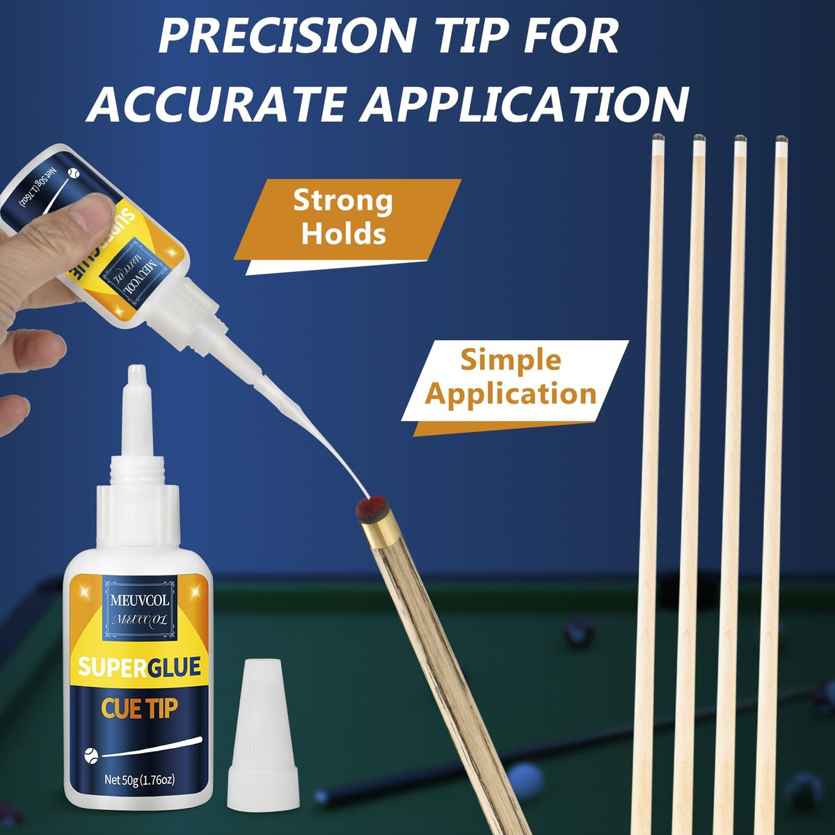 Pool Cue Tip Glue 100g Ultra-Strong Waterproof Clear - Meuvcol