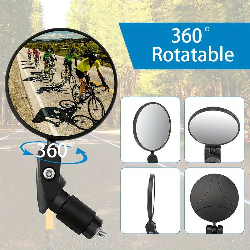 Bike Mirrors 2 Pack - Wide Angle Handlebar Rearview Mirrors for Cycling