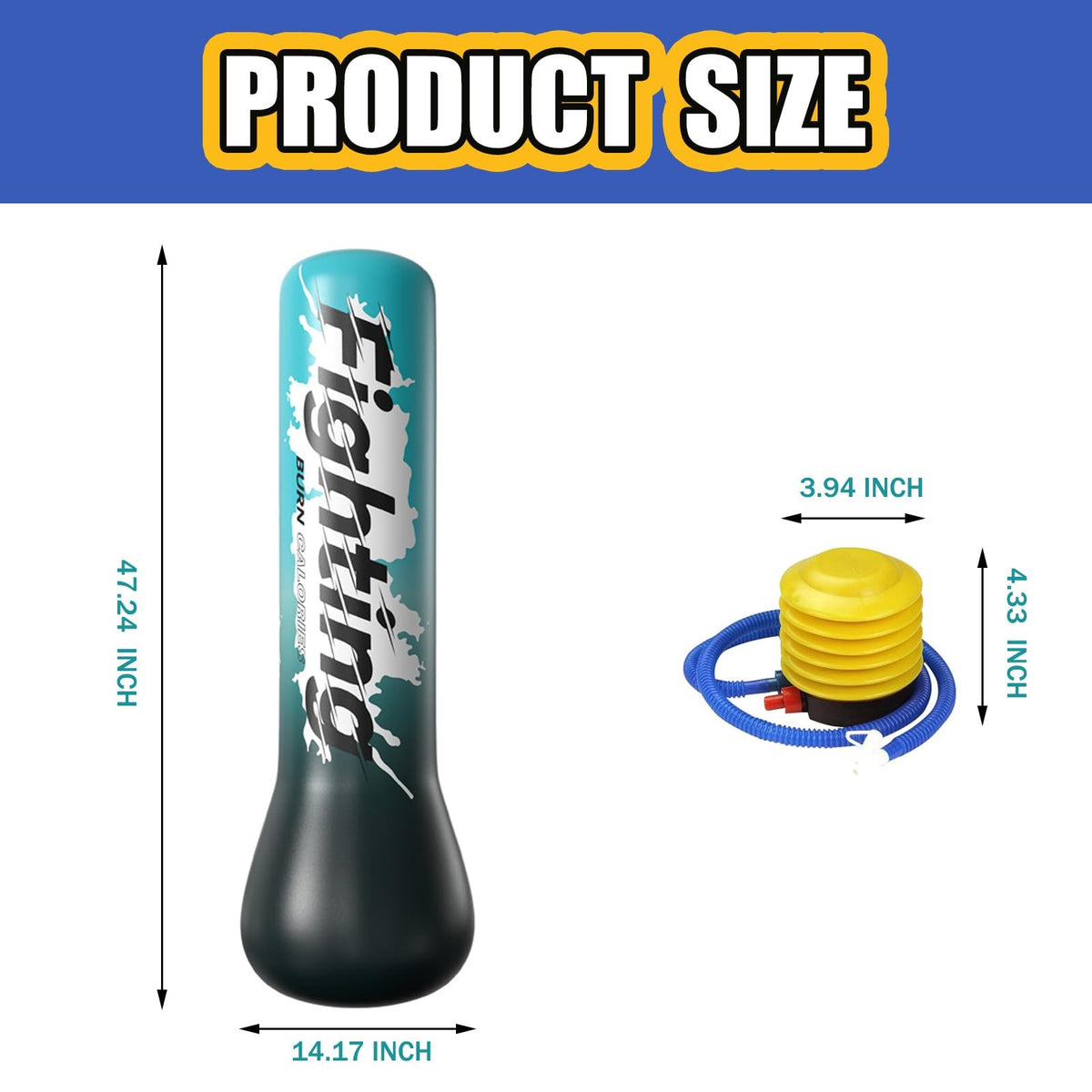48 Inch Freestanding Inflatable Punching Bag for Kids & Adults Boxing Training