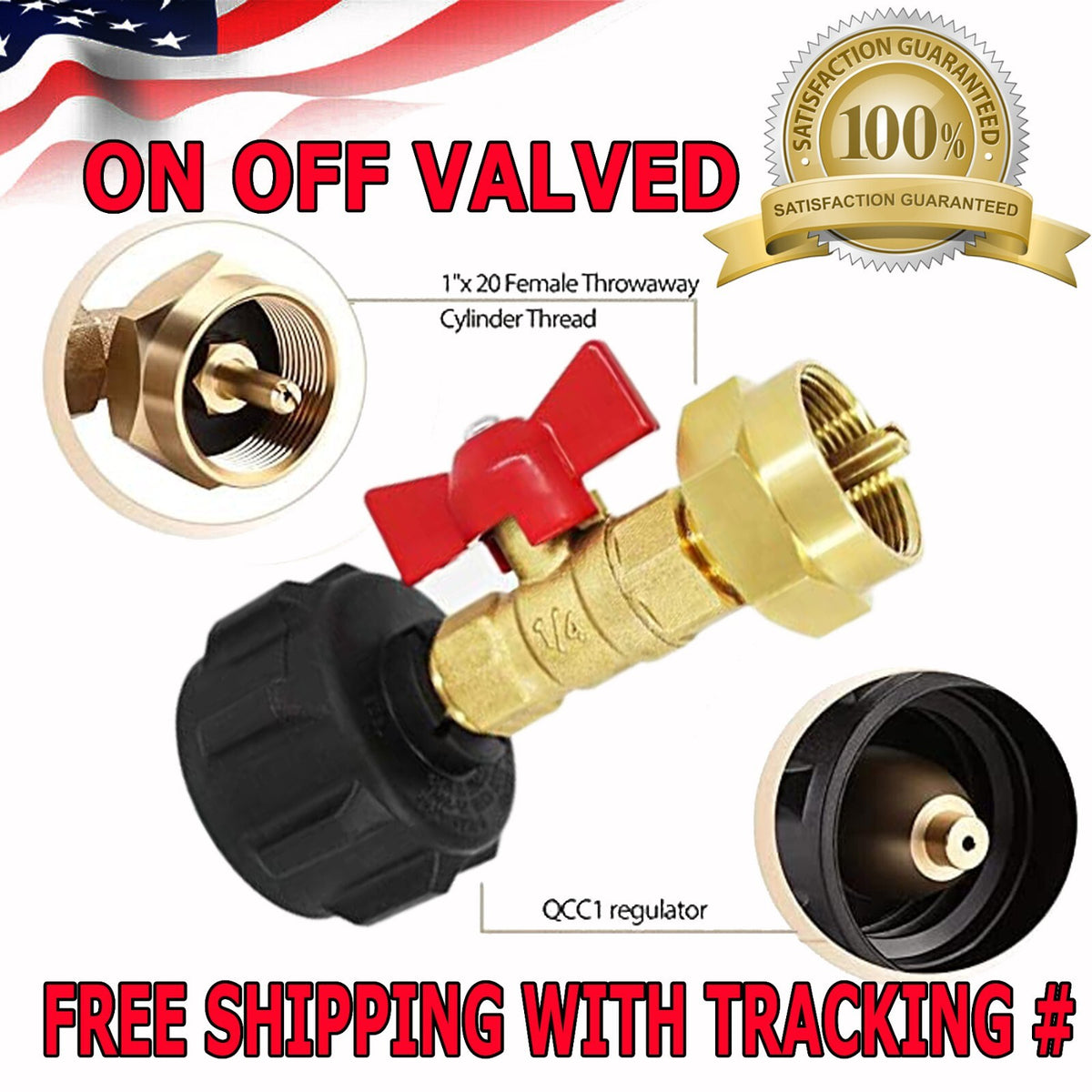 Propane Refill Adapter Valve for 1 lb Gas Cylinders - LP Tank Regulator