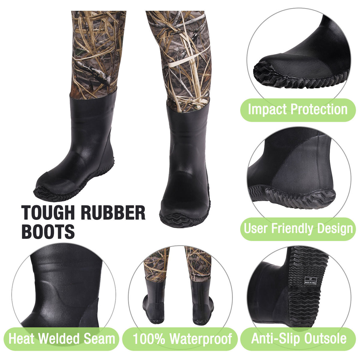 Kids Waterproof Neoprene Waders for Fishing and Muddy Outdoor Play