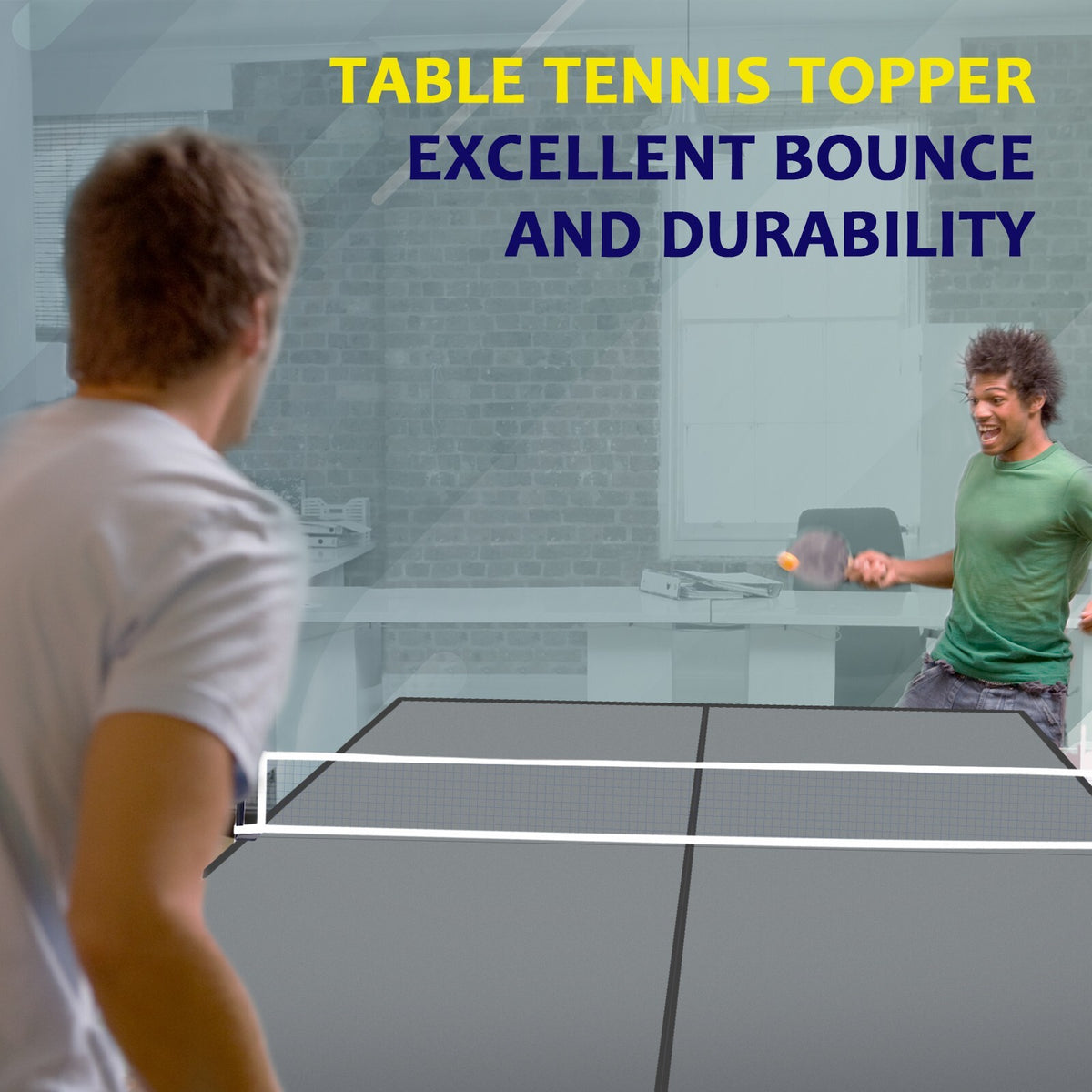 7 ft Ping Pong Table Topper - Foldable Conversion Top with Net & Posts