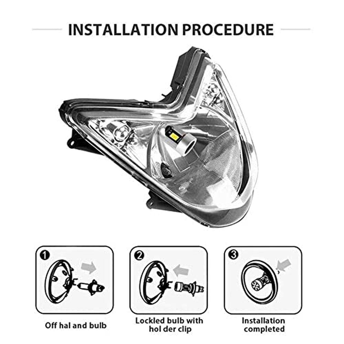 H4 LED Motorcycle Headlight Bulb 20W 2000LM Cool White with Red Angel Eye