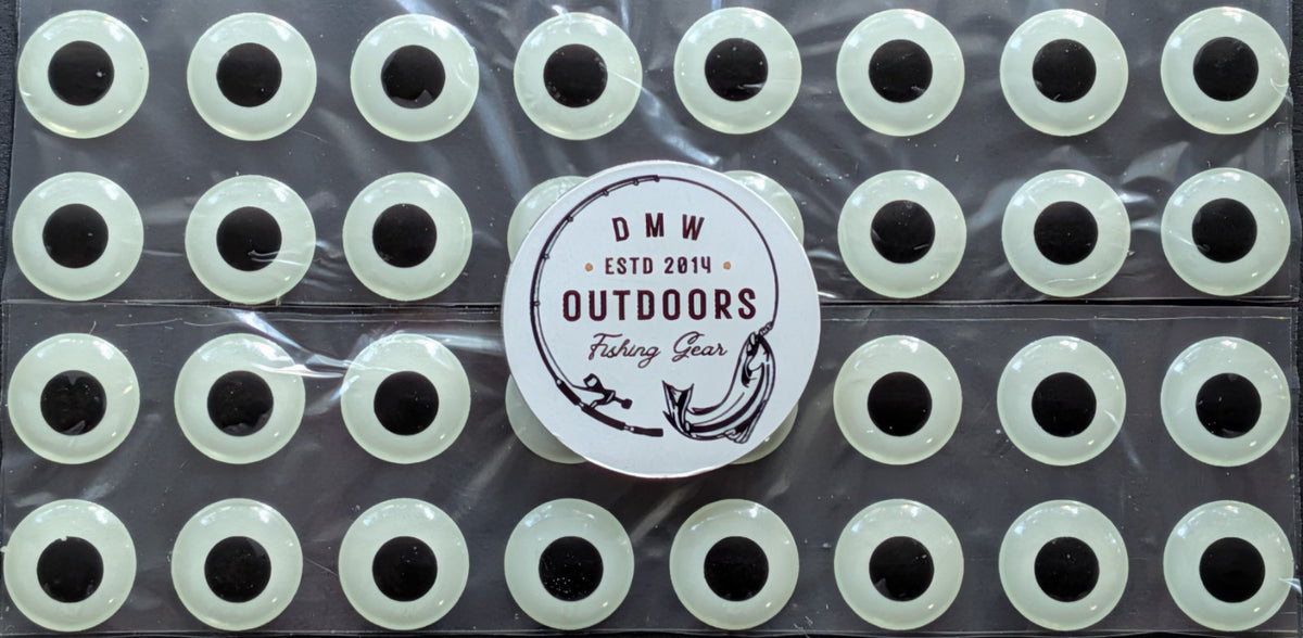 Glow in the Dark 3D Fish Eyes for Fly Tying & Lures - 10mm, 64 Pack
