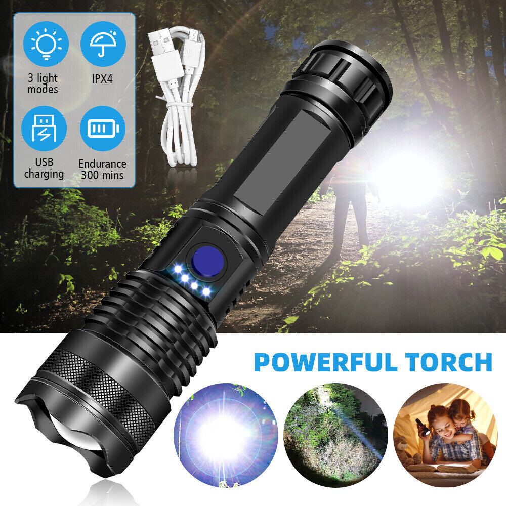 Rechargeable LED Tactical Flashlight 500m Waterproof Handheld Torch