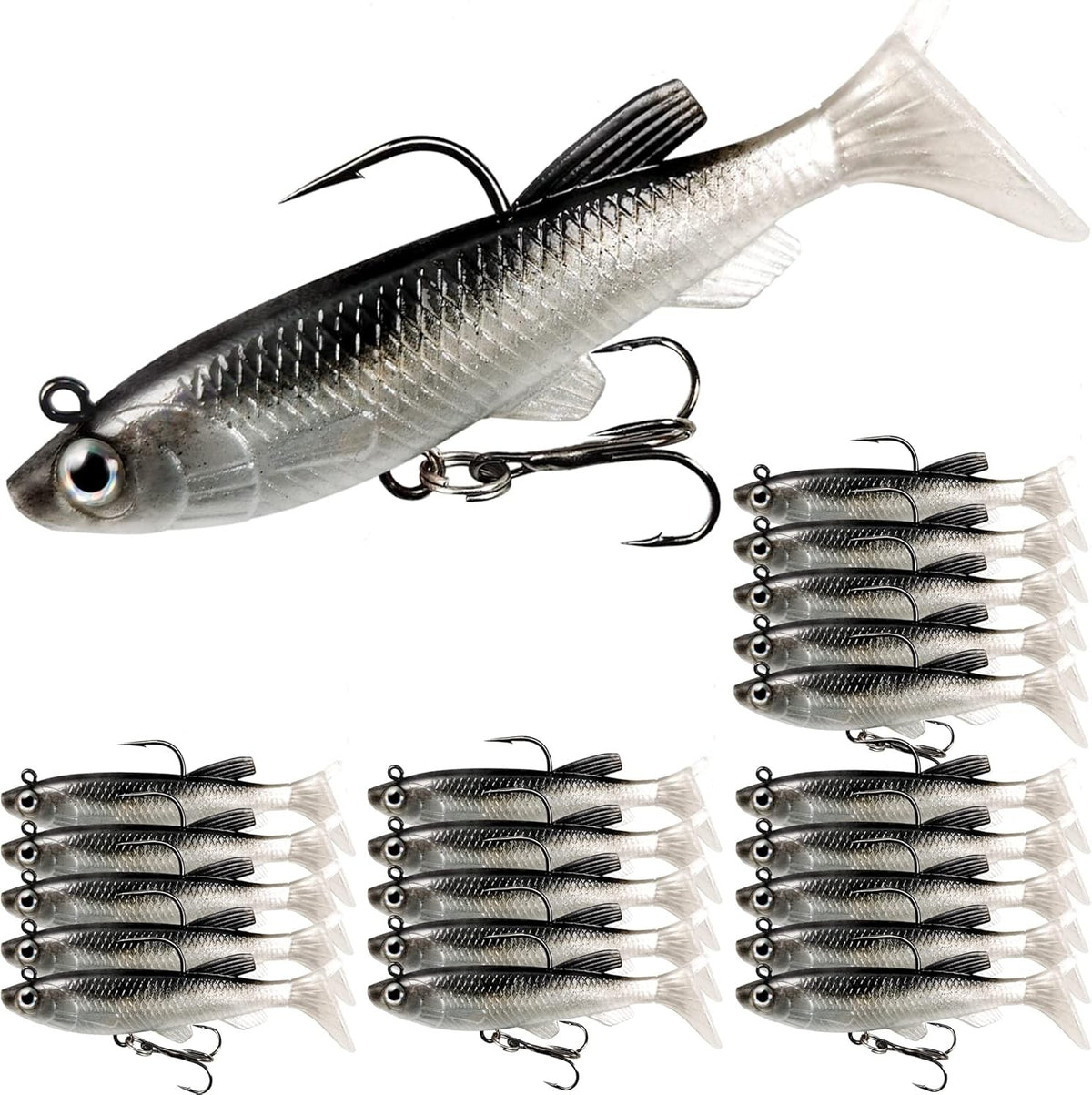20pcs Soft Plastic Fishing Lures Bait Set Artificial Sinkers