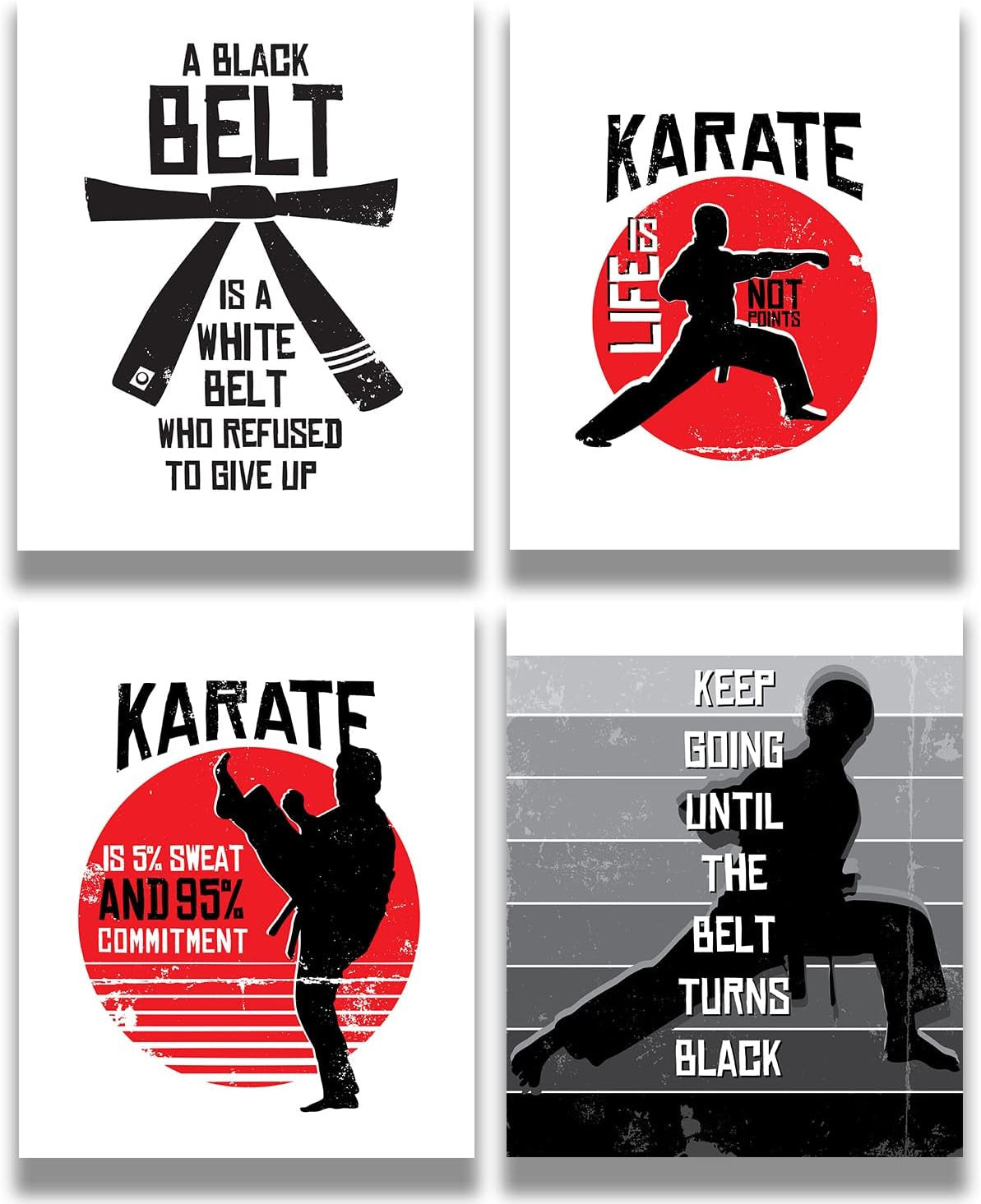 Martial Arts Wall Decor Set of 4 - Jujitsu, Taekwondo, Judo, MMA